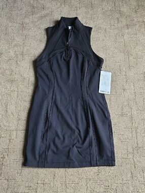 NWT Lululemon Define Sleeveless Black Athletic Zip-Neck Dress